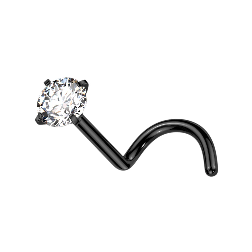 Implant Grade Titanium Prong Set CZ Nose Screw Stud Ring - Image 6
