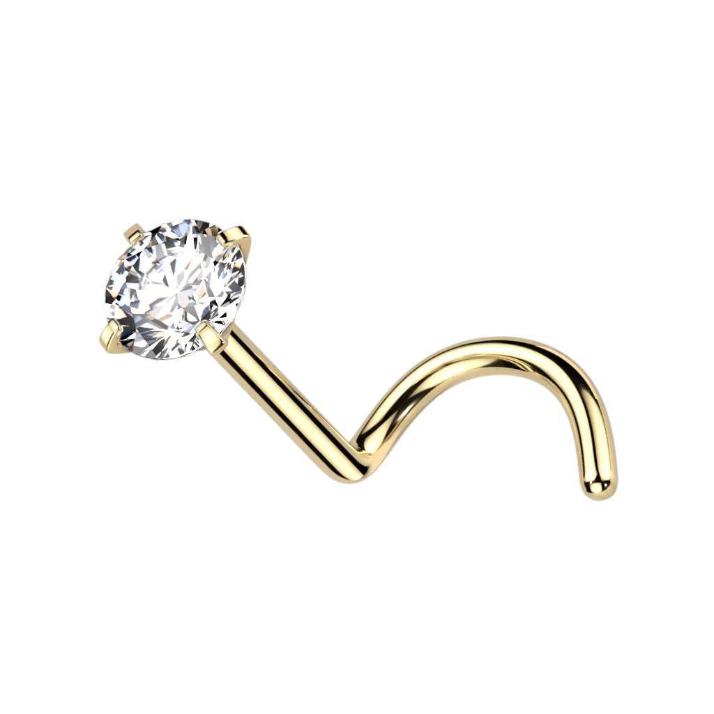 Implant Grade Titanium Prong Set CZ Nose Screw Stud Ring - Image 8