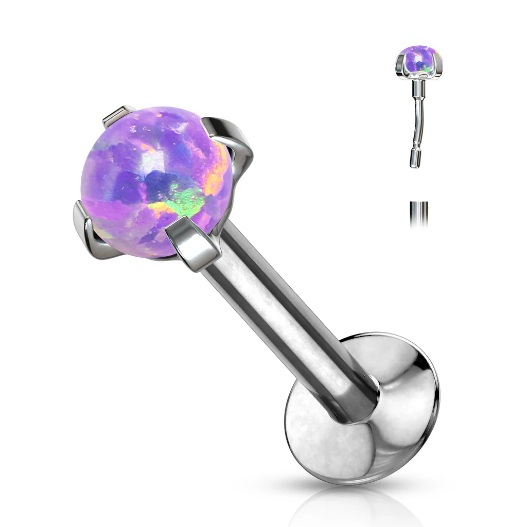 Push In Prong Set Opal Top Flat Back Stud Lip Labret Ear Cartilage Daith Helix 16G - Image 7