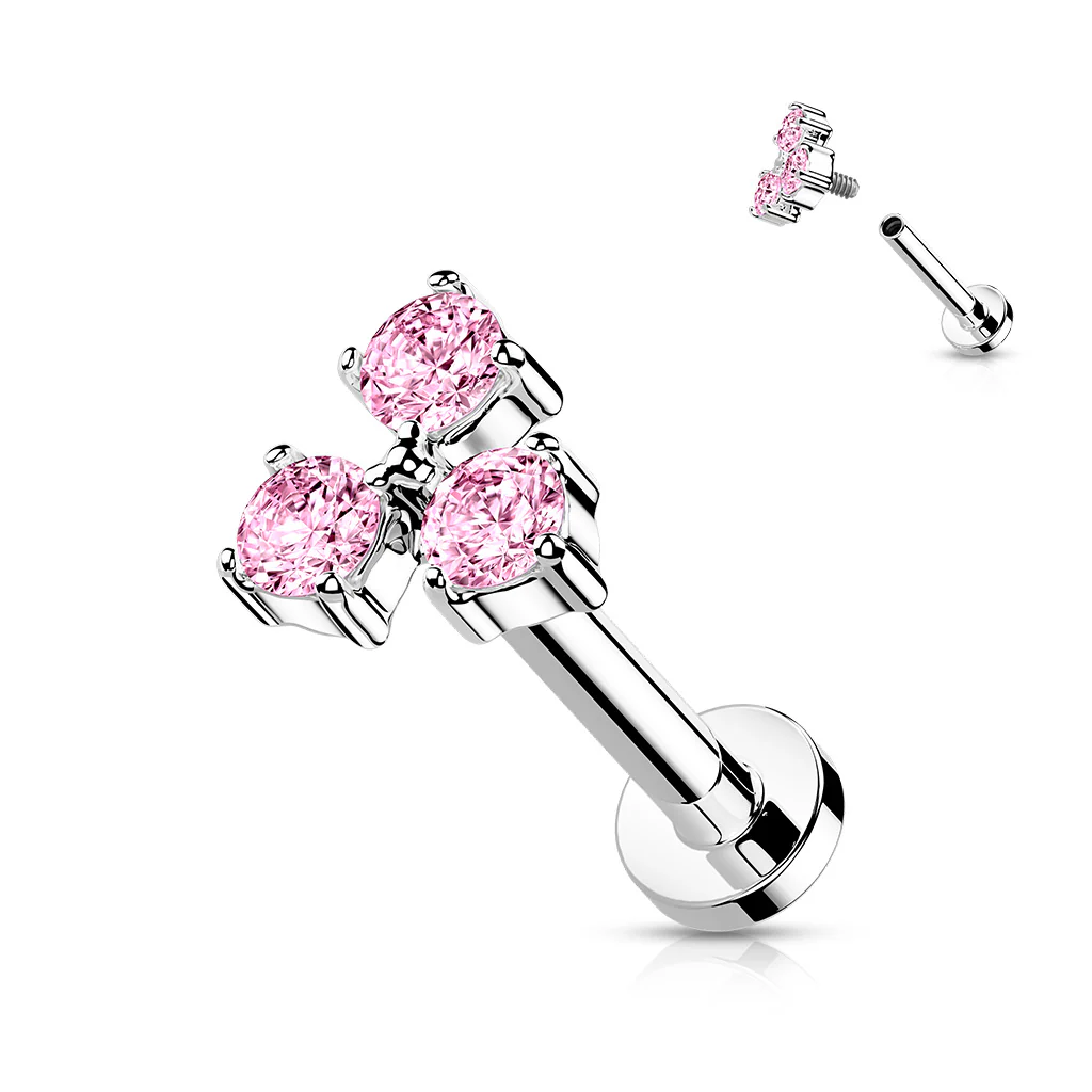 Triangle CZ Set Top Lip Labret Monroe Ear Cartilage Tragus - Image 10