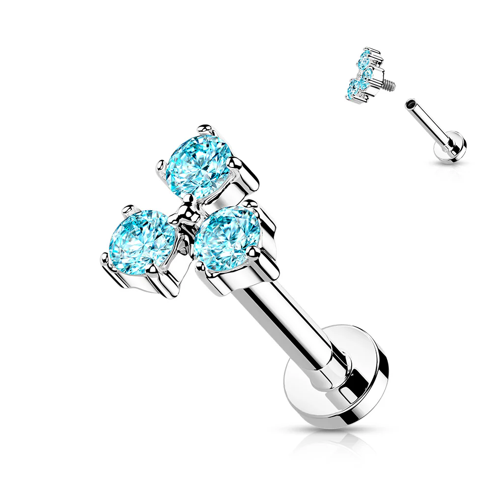 Triangle CZ Set Top Lip Labret Monroe Ear Cartilage Tragus - Image 12