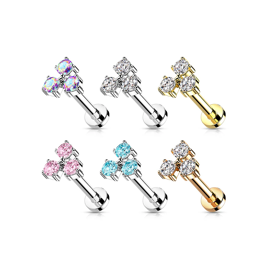Triangle CZ Set Top Lip Labret Monroe Ear Cartilage Tragus - Image 6