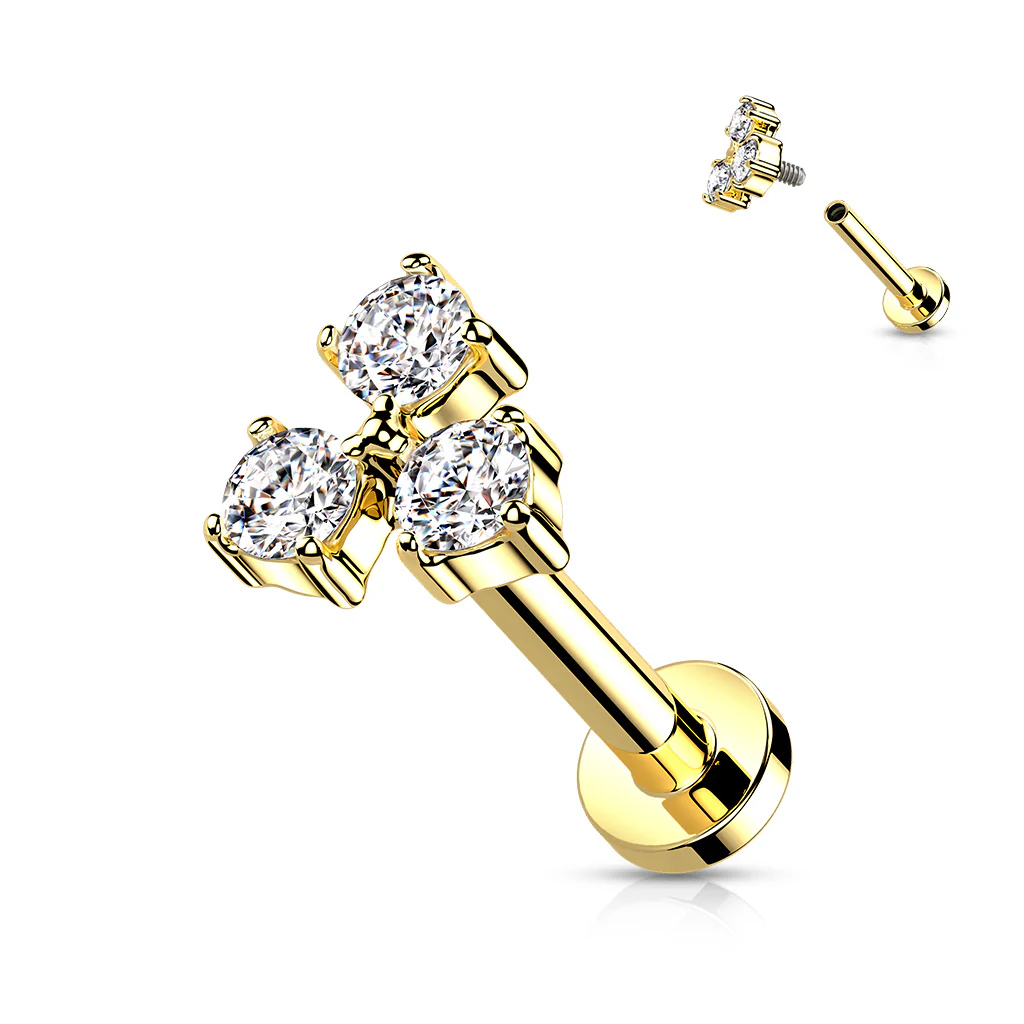 Triangle CZ Set Top Lip Labret Monroe Ear Cartilage Tragus - Image 8
