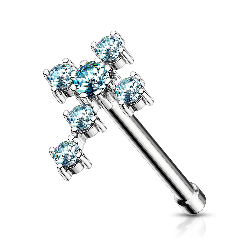 CZ Cross 316L Surgical Steel Nose Stud Rings - Image 6