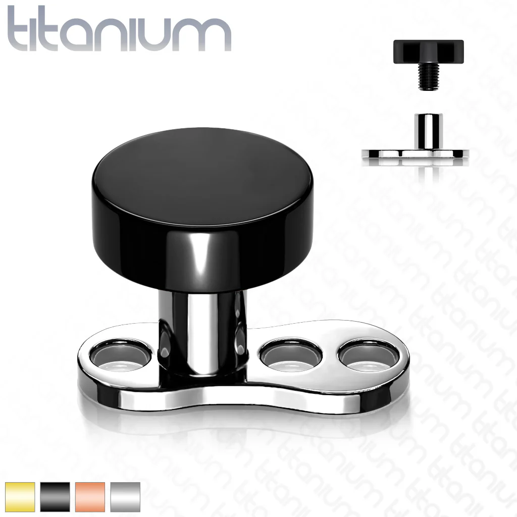 Set Of Titanium Flat Round Top Titanium Dermal Anchor With Base - Image 8