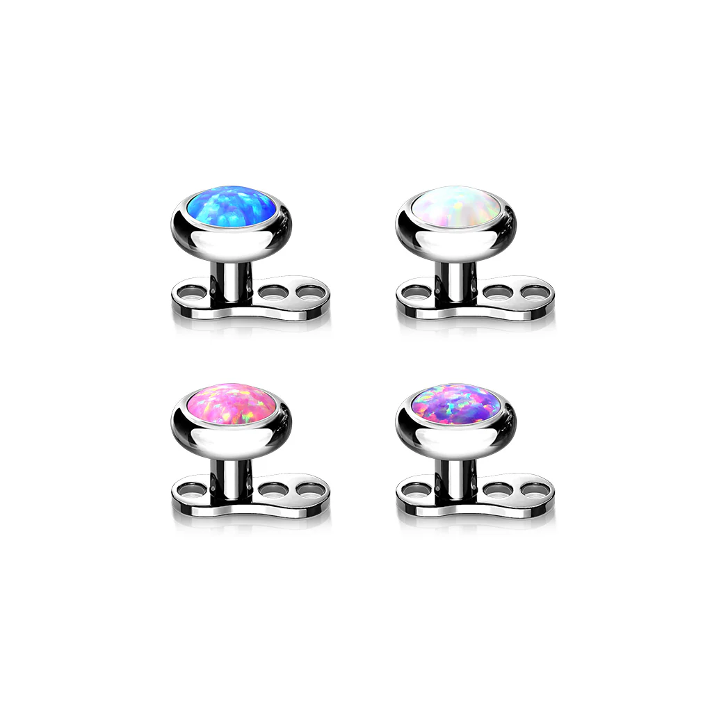 Set Of Titanium Flat Opal Top With Titanium Dermal Anchor Base - Image 3