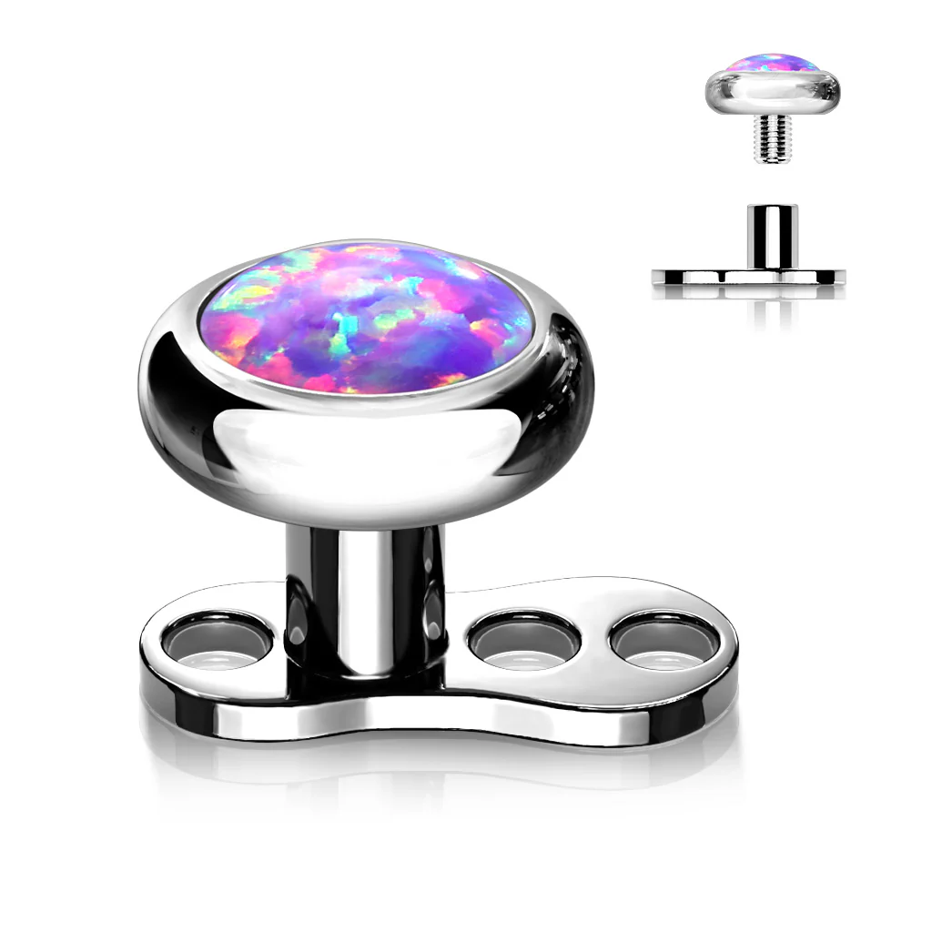 Set Of Titanium Flat Opal Top With Titanium Dermal Anchor Base - Image 4