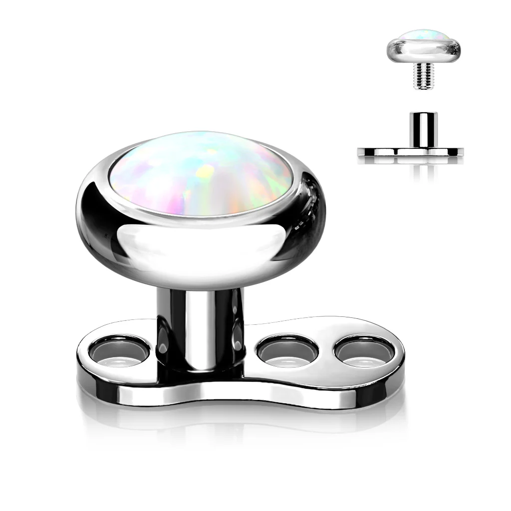 Set Of Titanium Flat Opal Top With Titanium Dermal Anchor Base - Image 6