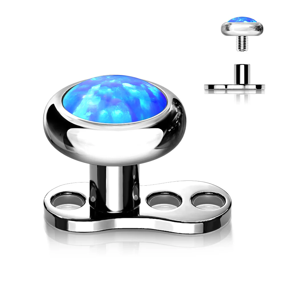 Set Of Titanium Flat Opal Top With Titanium Dermal Anchor Base - Image 7