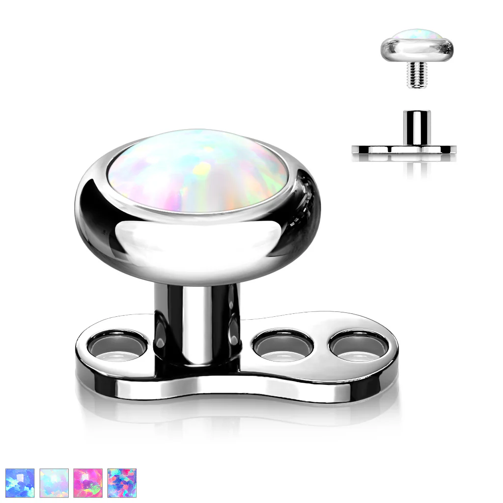 Set Of Titanium Flat Opal Top With Titanium Dermal Anchor Base - Image 8
