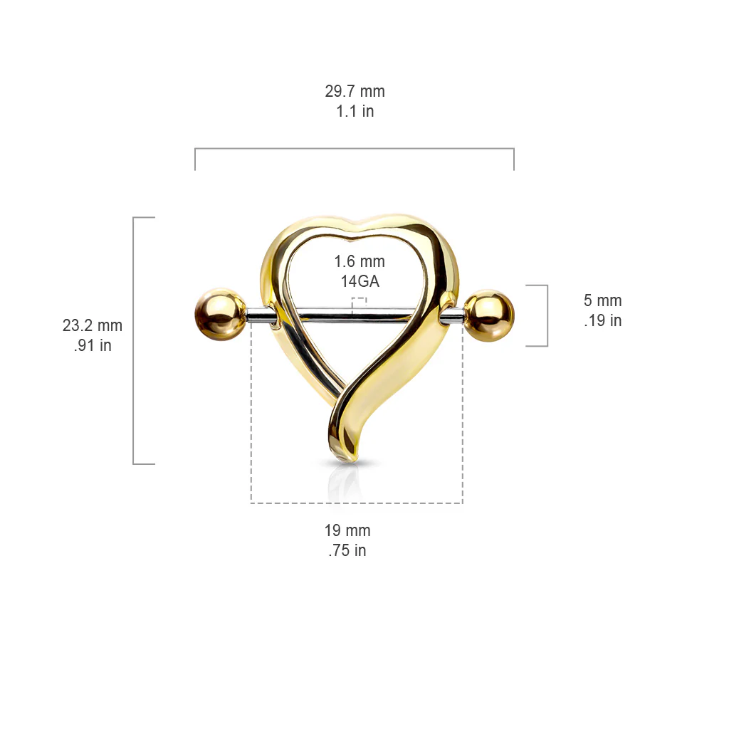 Heart Shaped 316L Surgical Steel Nipple Shield Rings - Image 4
