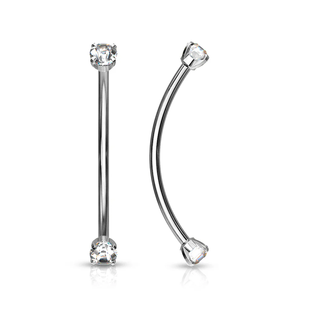 3 mm Prong Set CZ Surgical Steel Curved Barbell Lobe Snake Eye Piercing 16G - Image 6