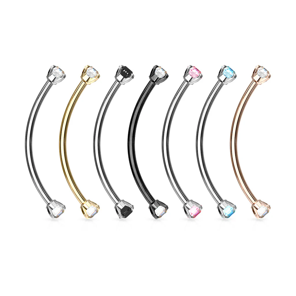 3 mm Prong Set CZ Surgical Steel Curved Barbell Lobe Snake Eye Piercing 16G - Image 8