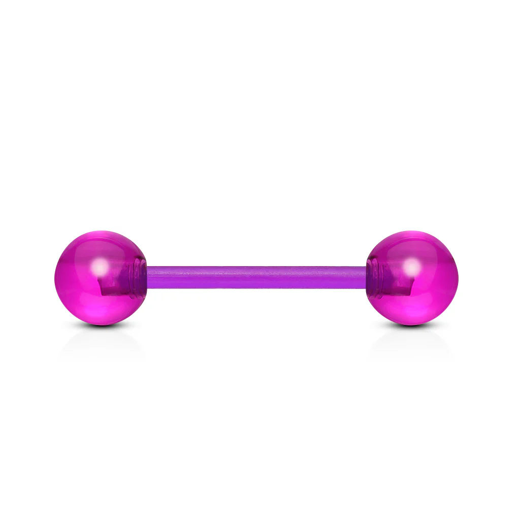 UV Acrylic Ball BioFlex Flexible Barbell Tongue Rings Nipple Rings No Metal! - Image 6