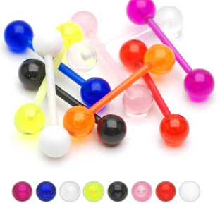 UV Acrylic Ball BioFlex Flexible Barbell Tongue Rings Nipple Rings No Metal! - Image 8
