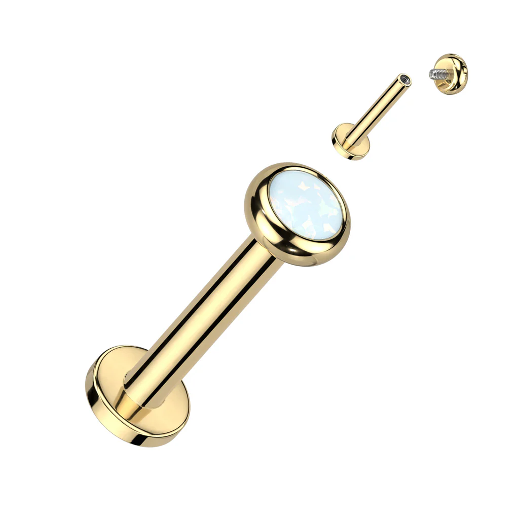 Implant Titanium Crystal & Opal Flat Bezel Top Lip Labret Tragus - Image 13