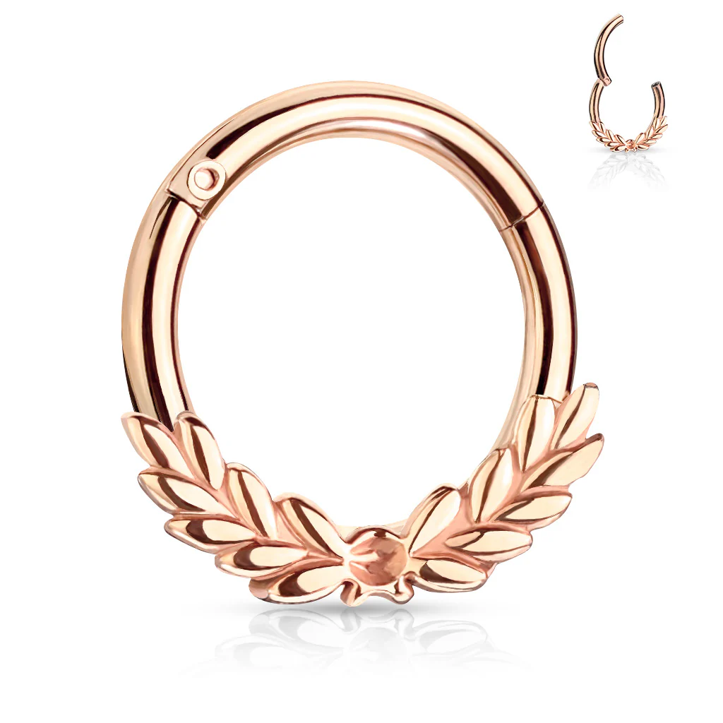 All Surgical Steel Laurel Leaves Hinge Hoop Segment Ring Ear Cartilage Nose Septum - Image 4