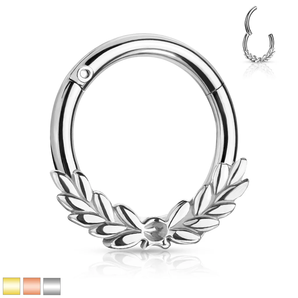 All Surgical Steel Laurel Leaves Hinge Hoop Segment Ring Ear Cartilage Nose Septum - Image 5