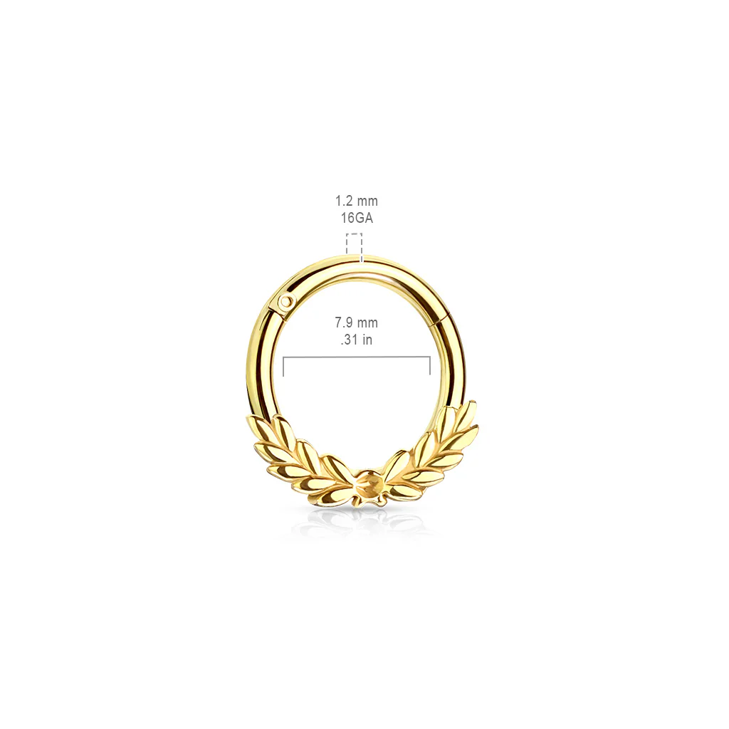 All Surgical Steel Laurel Leaves Hinge Hoop Segment Ring Ear Cartilage Nose Septum - Image 6