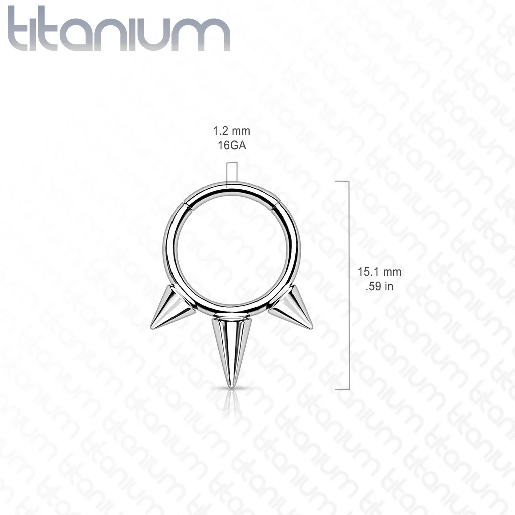 Titanium Hinged Segment Hoop Ring Spikes For Nose Septum Cartilage - Image 3