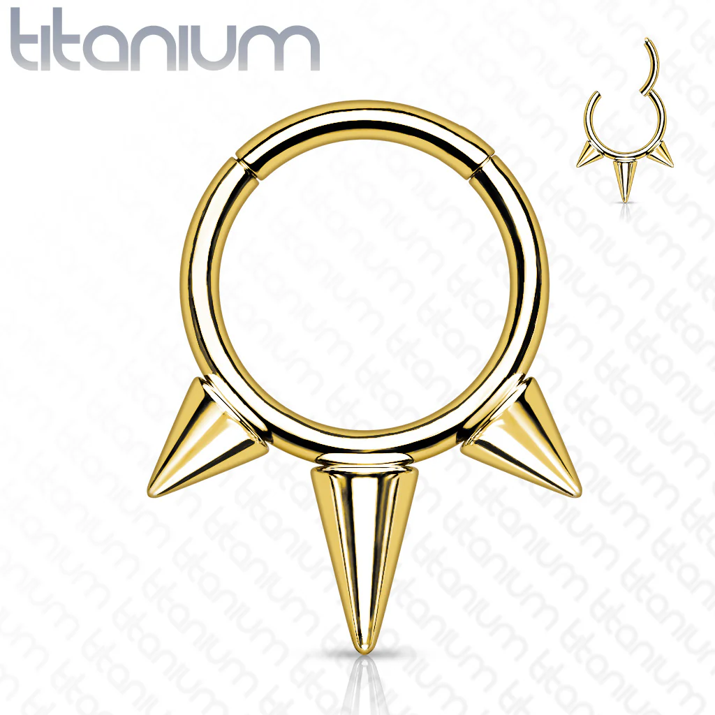 Titanium Hinged Segment Hoop Ring Spikes For Nose Septum Cartilage - Image 4