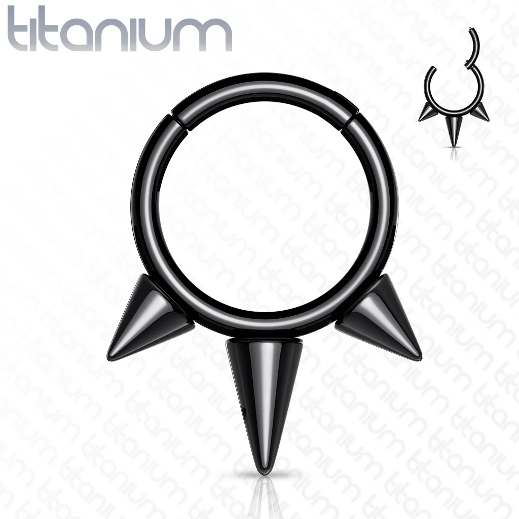 Titanium Hinged Segment Hoop Ring Spikes For Nose Septum Cartilage - Image 5