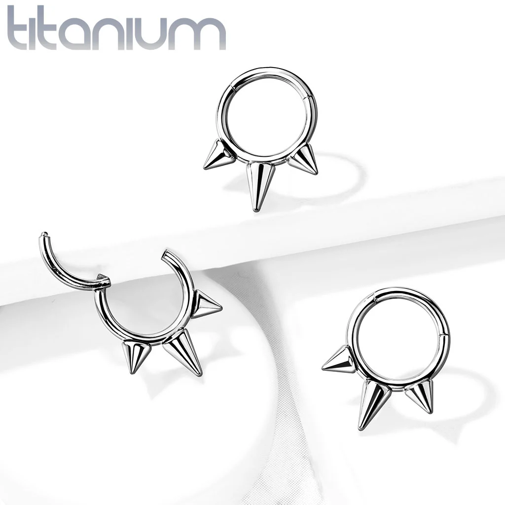 Titanium Hinged Segment Hoop Ring Spikes For Nose Septum Cartilage - Image 6