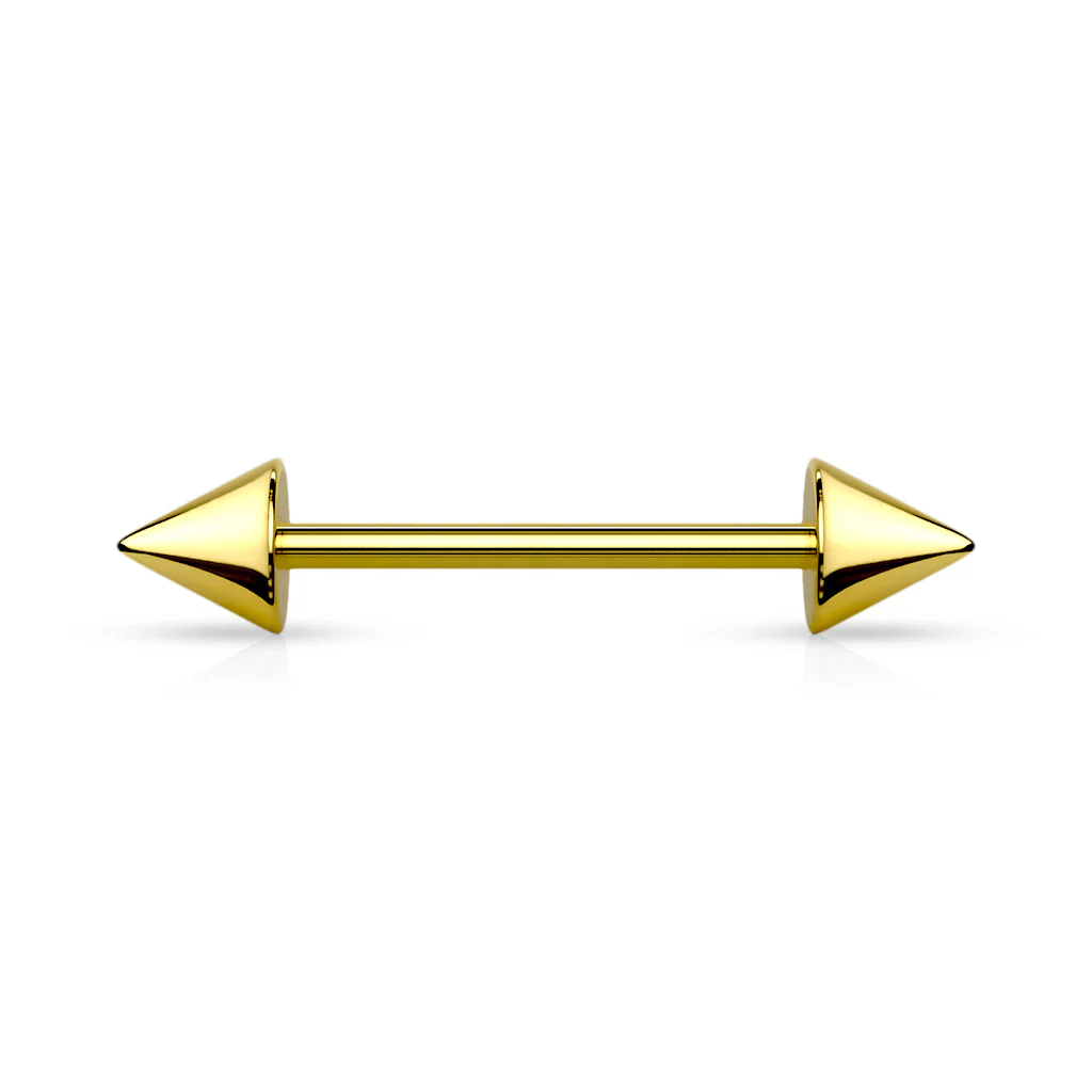 Spikes End Titanium Plated on Surgical Steel Barbell Tongue Ring - Image 5