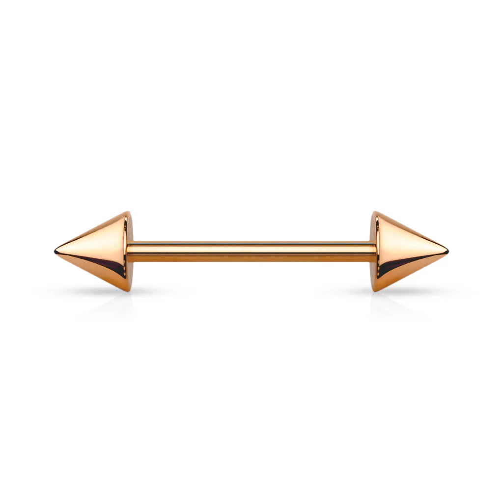Spikes End Titanium Plated on Surgical Steel Barbell Tongue Ring - Image 7