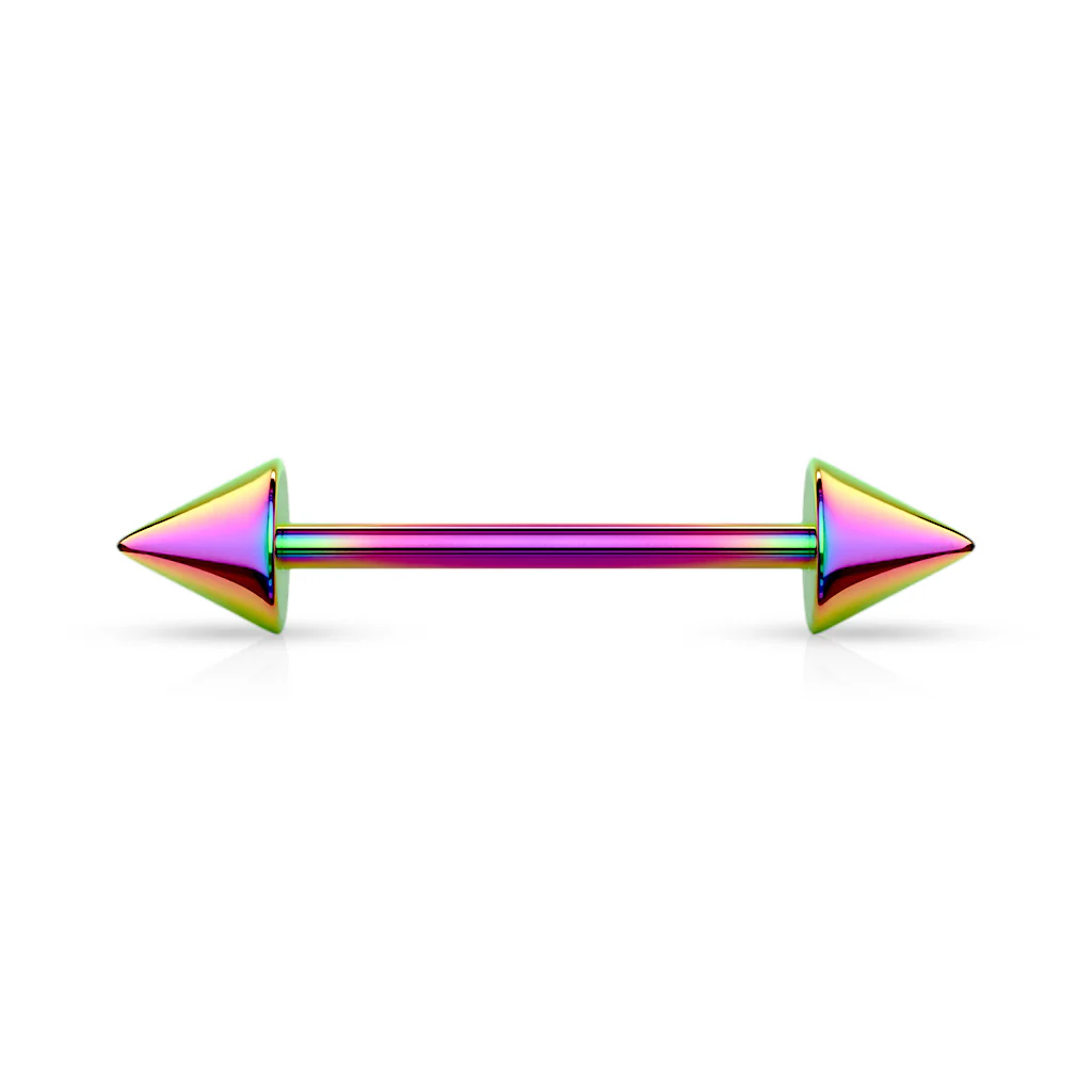 Spikes End Titanium Plated on Surgical Steel Barbell Tongue Ring - Image 8