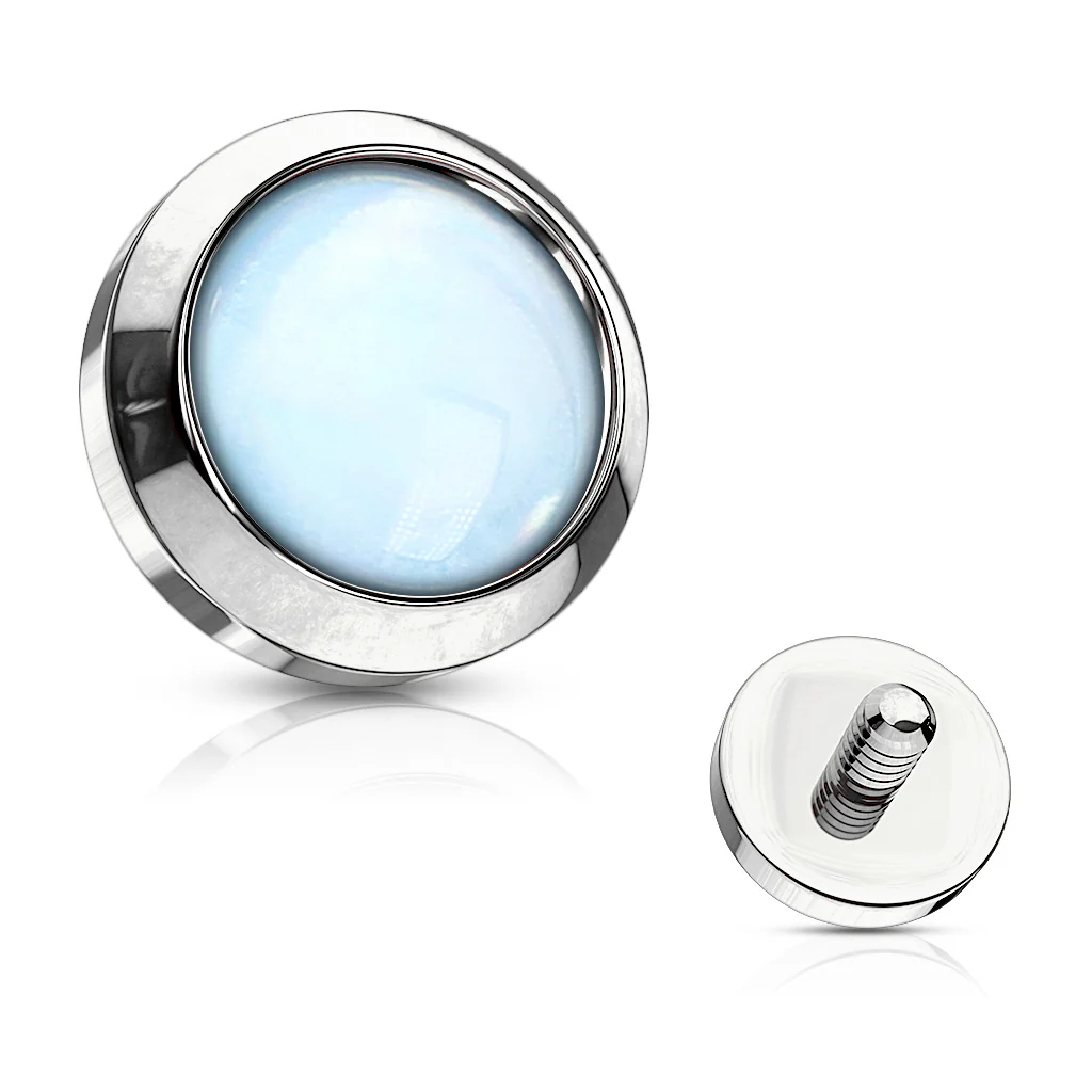 Illuminating Epoxy Stone Flat Back Surgical Steel Dermal Anchor Top - Image 2