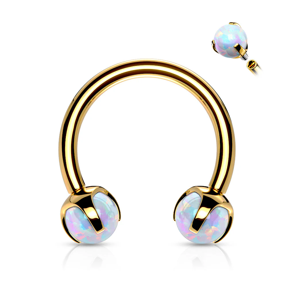 Claw Set Opal Balls Horseshoe Circular Barbells For Cartilage Daith Septum - Image 2
