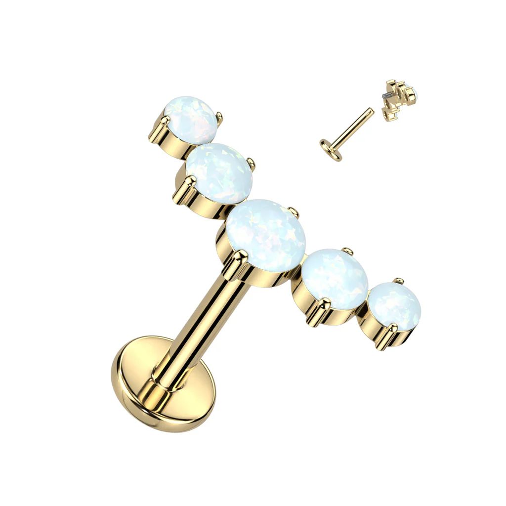 Titanium 5 Opal Curved Top Labret Ear Cartilage Tragus - Image 6