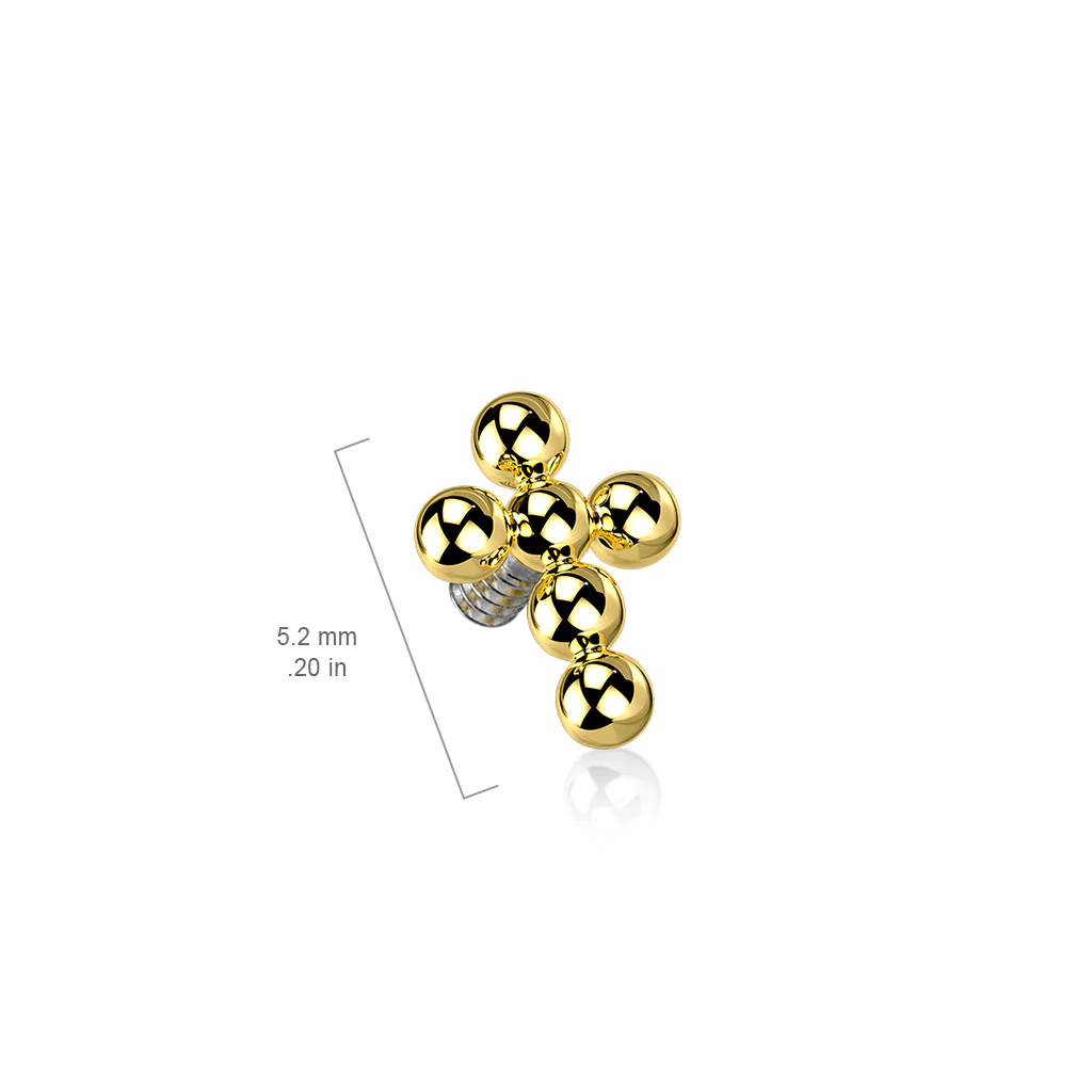 Titanium Beaded Ball Cross Dermal Anchor Tops - Image 3