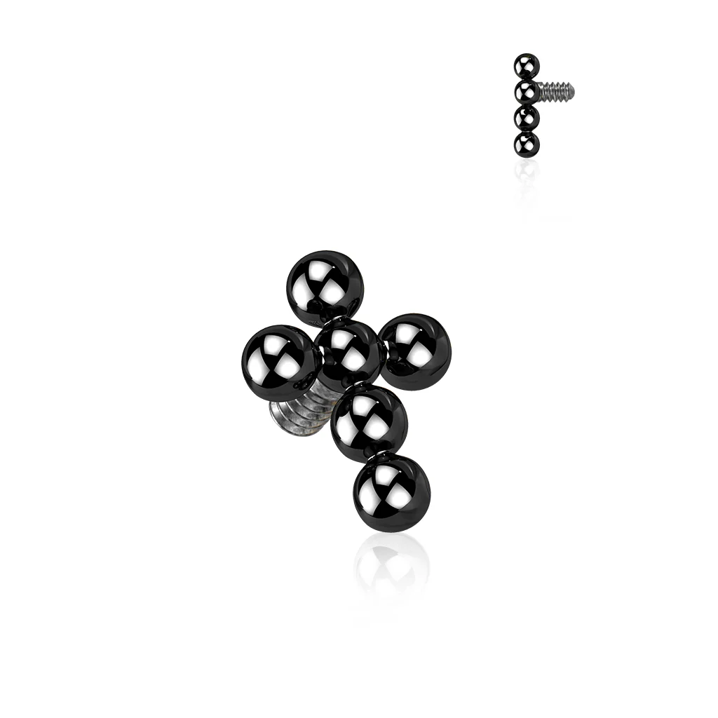 Titanium Beaded Ball Cross Dermal Anchor Tops - Image 6