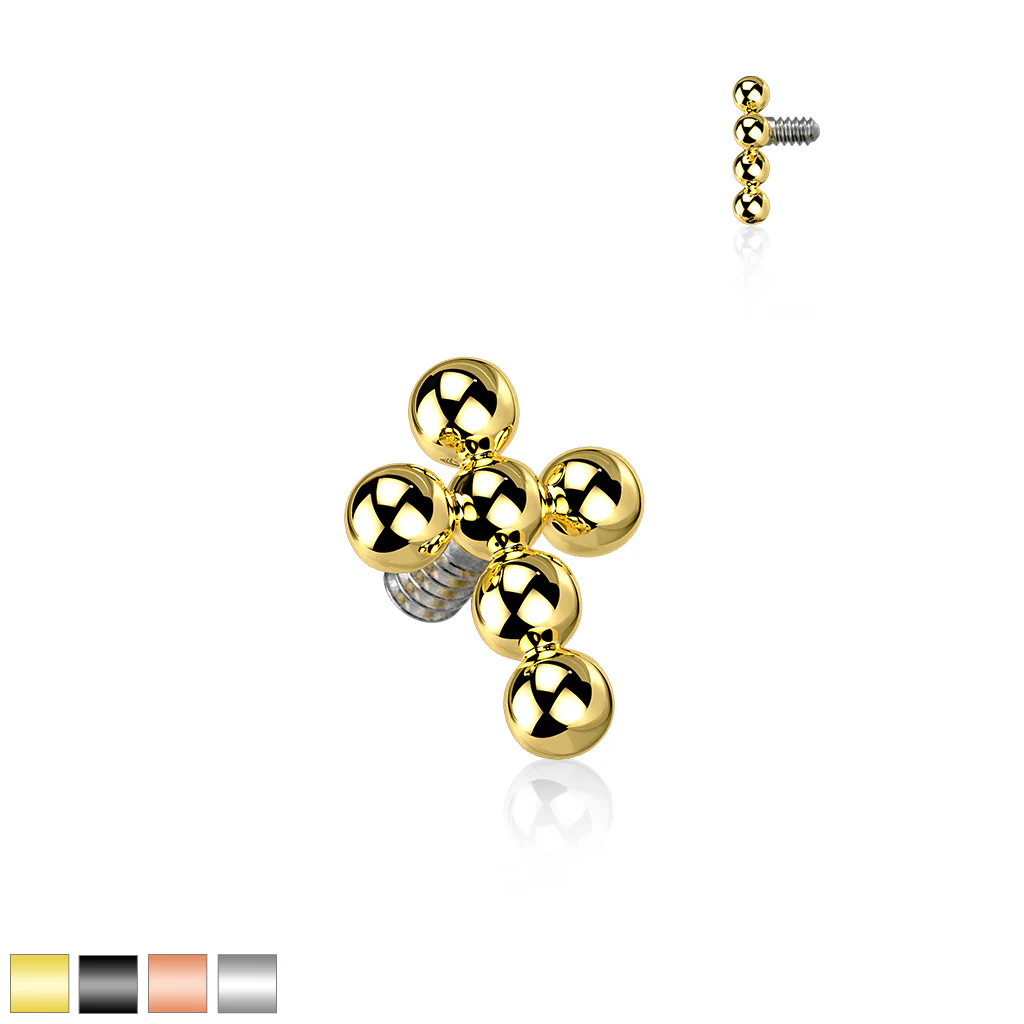 Titanium Beaded Ball Cross Dermal Anchor Tops - Image 8