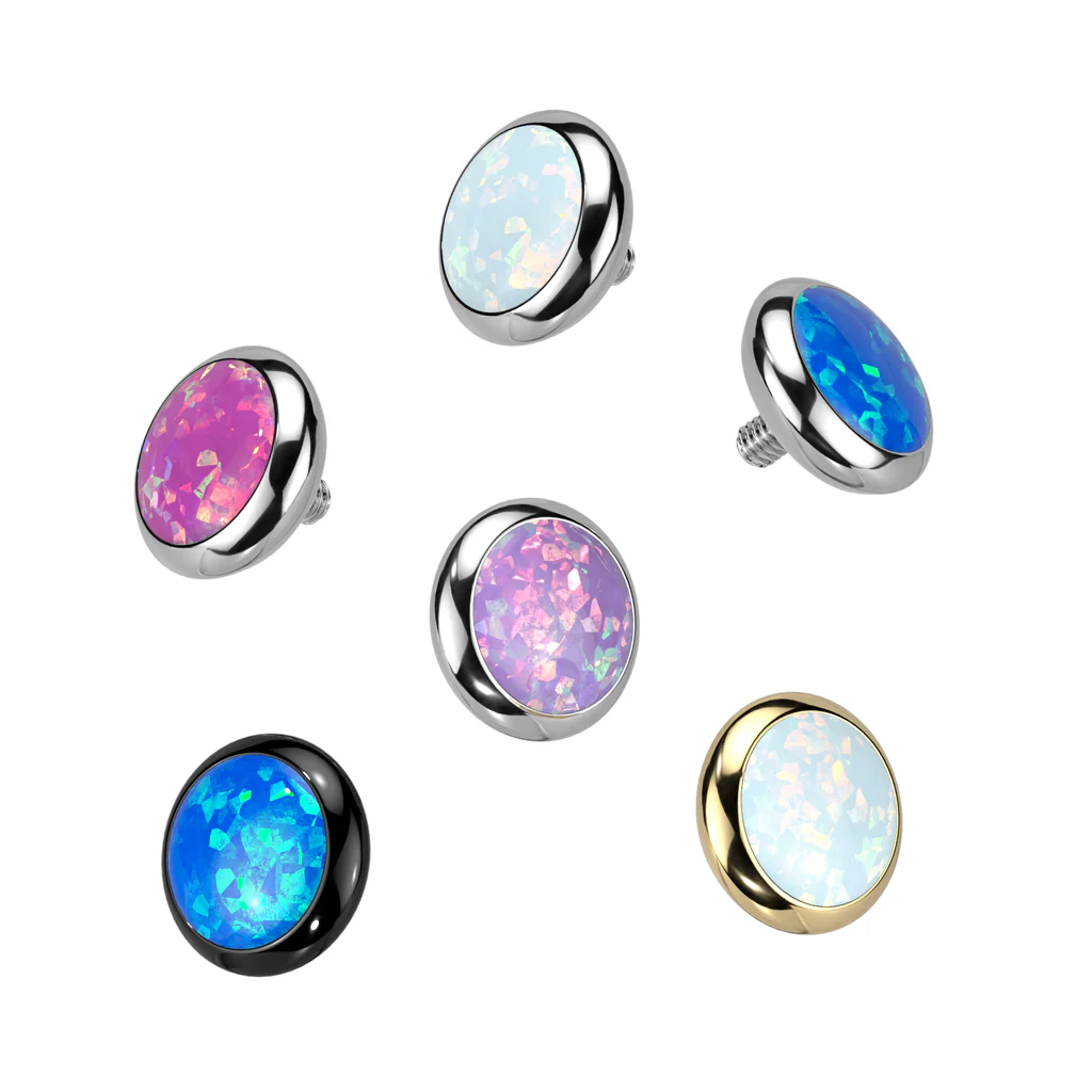 Implant Titanium Bezel Set Opal Top Parts Dermal Anchor 14G