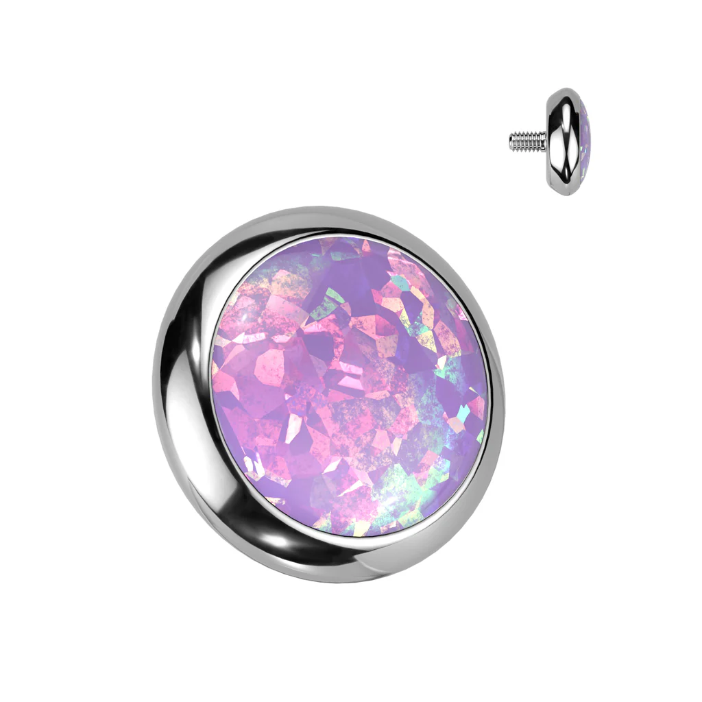 Implant Titanium Bezel Set Opal Top Parts Dermal Anchor 14G - Image 2
