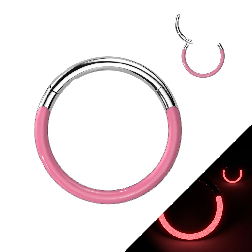 Titanium Hinged Segment Hoop Ring Front Glow in the Dark For Nose Septum Cartilage - Image 3