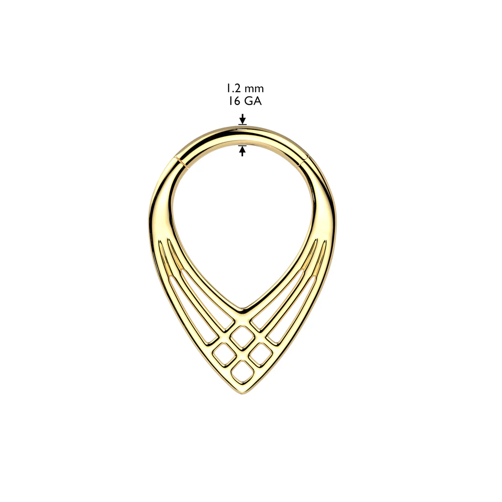 Titanium Criss Cross Chevron Hinged Segment Hoop Ring Nose Septum Cartilage - Image 2