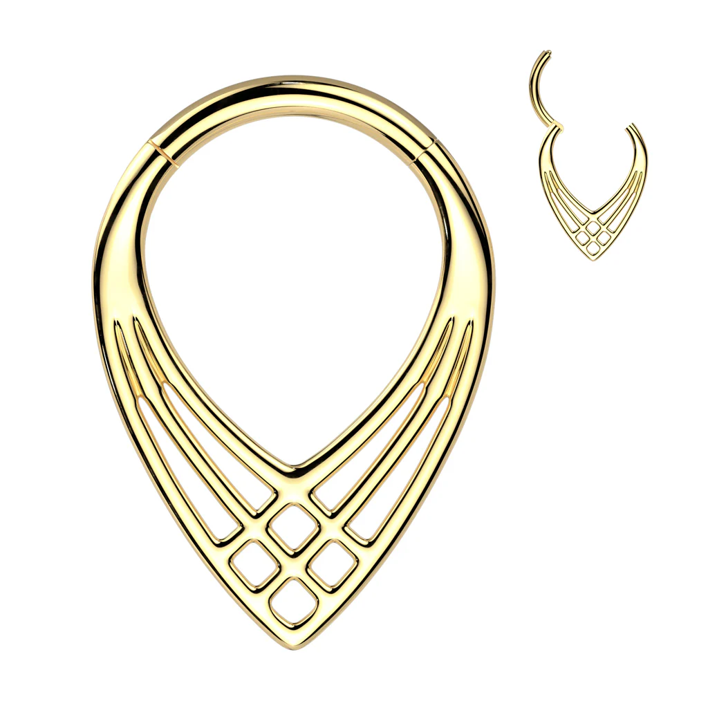 Titanium Criss Cross Chevron Hinged Segment Hoop Ring Nose Septum Cartilage - Image 4