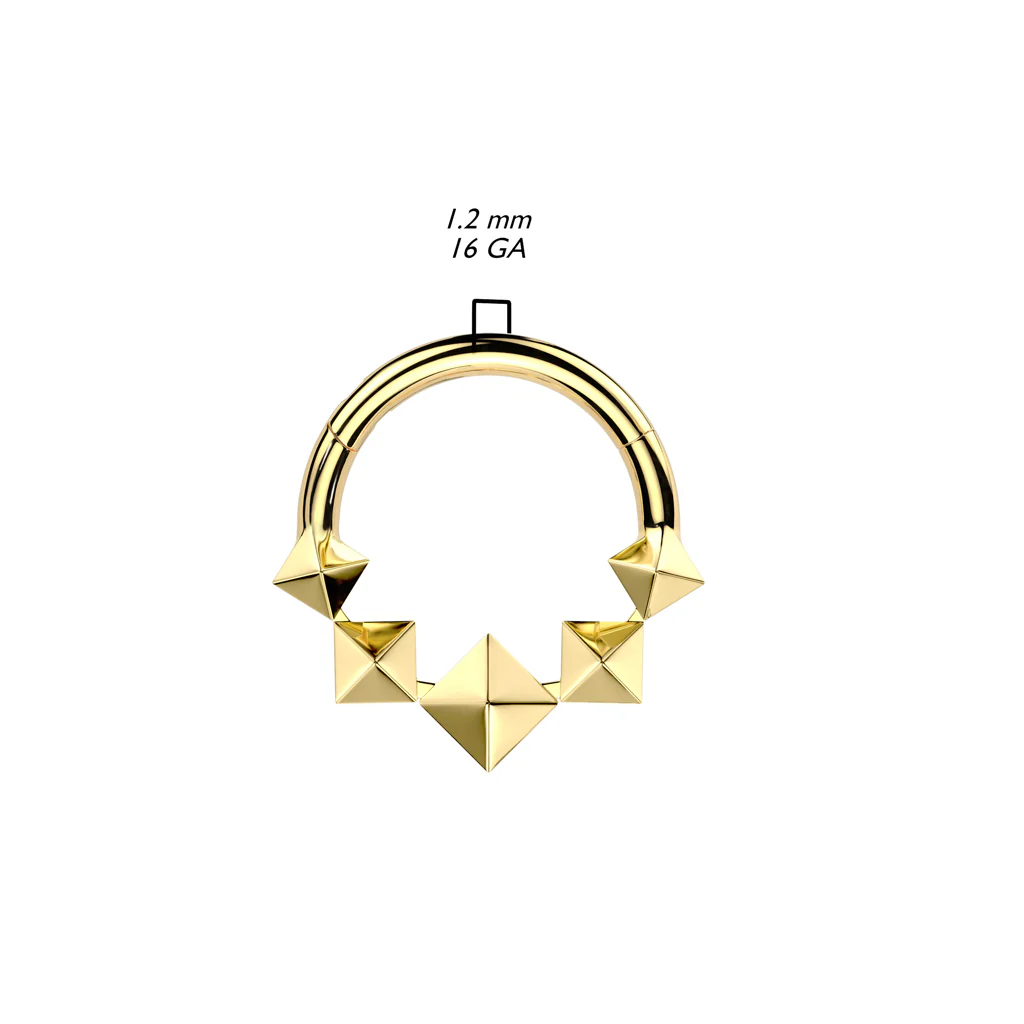 Titanium Hinged Segment Hoop Ring Front 3 D Diamonds For Nose Septum Cartilage - Image 2