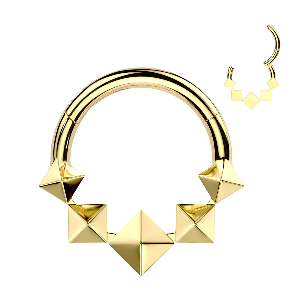 Titanium Hinged Segment Hoop Ring Front 3 D Diamonds For Nose Septum Cartilage - Image 4