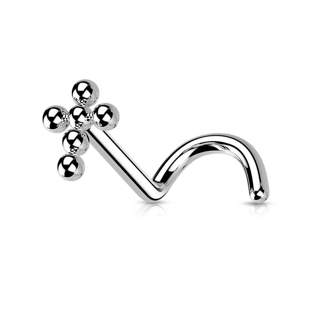 Implant Titanium Beaded Ball Cross Nose Screw Stud - Image 4