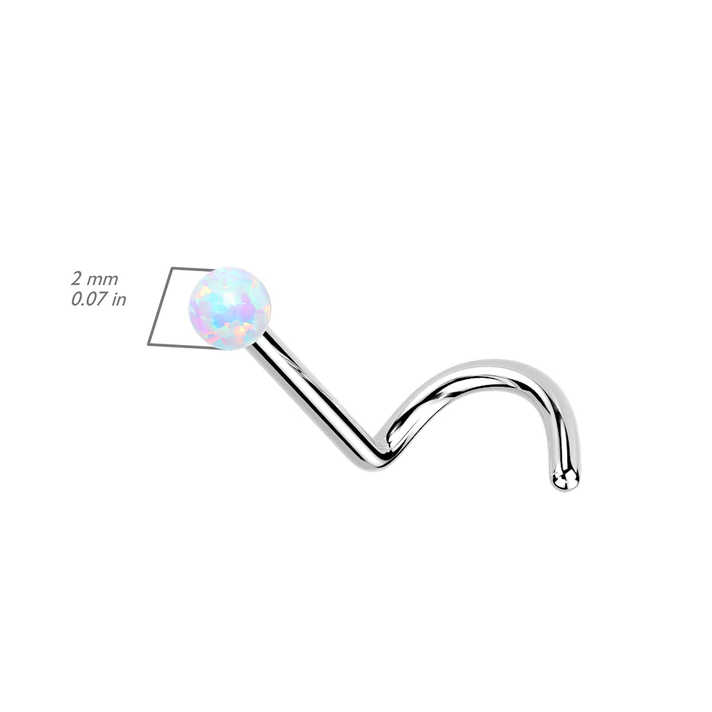 Titanium Opal Ball Top Threadless Push In Nose Screw - Image 2