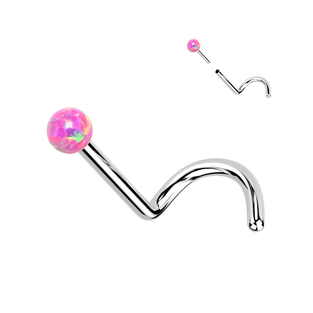 Titanium Opal Ball Top Threadless Push In Nose Screw - Image 4