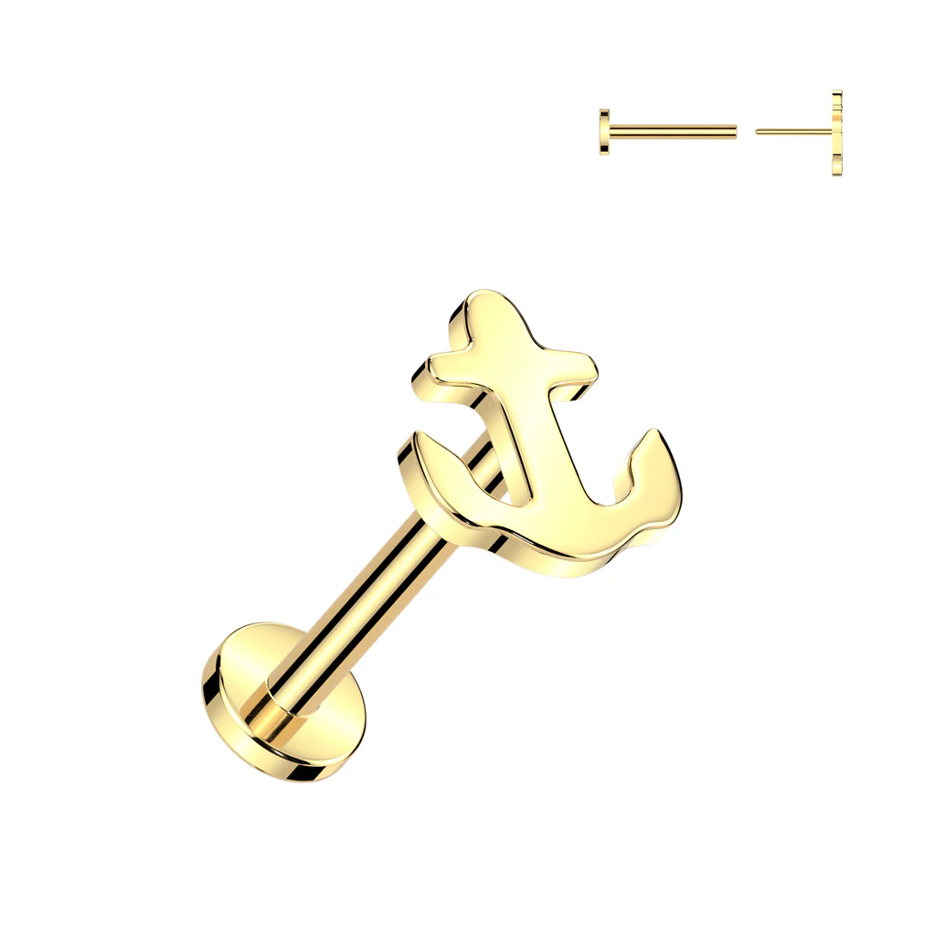 Titanium Threadless Push in Labret Cartilage With Anchor Top - Image 4