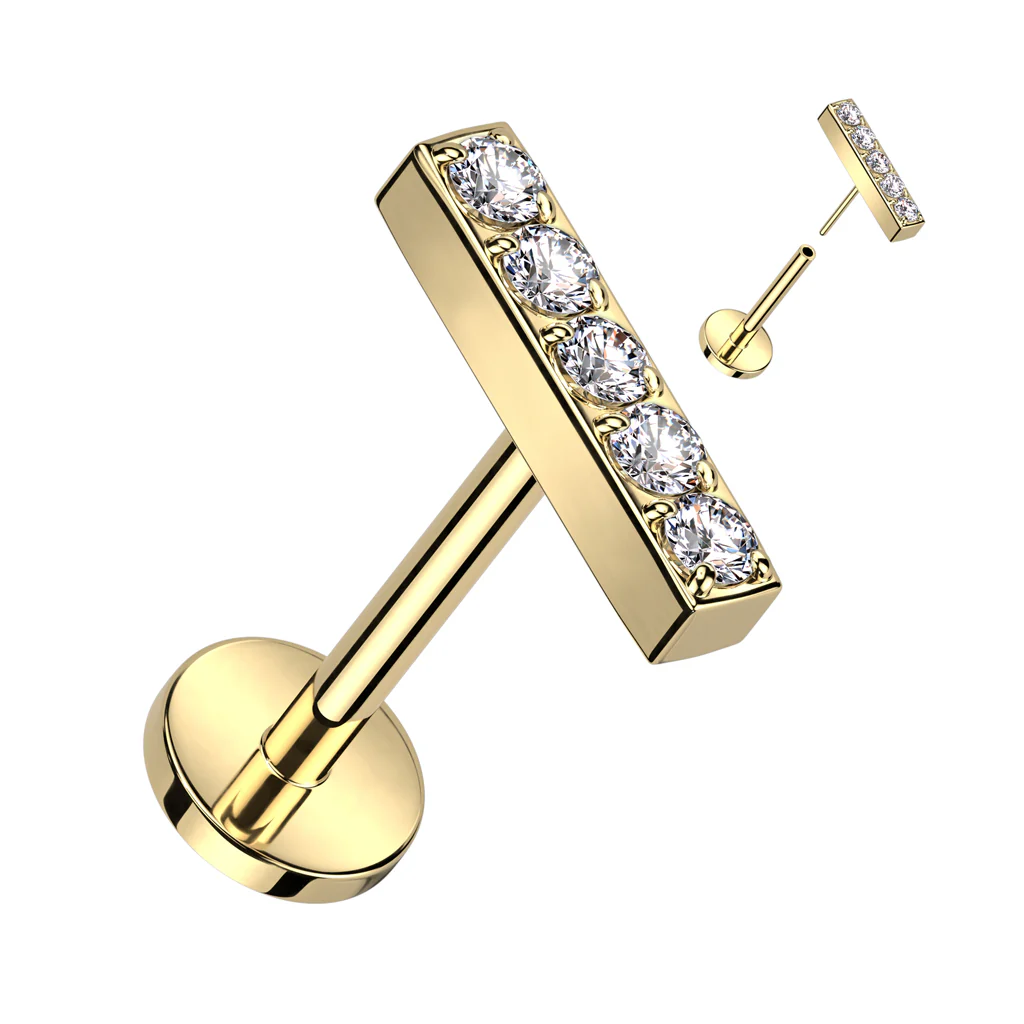 Titanium Threadless Push in 5 CNC Set CZ Bar Top Labret Cartilage - Image 5