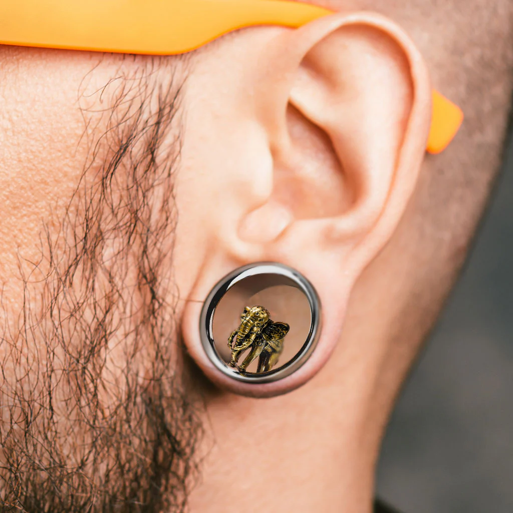 Gold Elephant 316L Surgical Steel Screw Fit Flesh Tunnel Plugs - Image 2