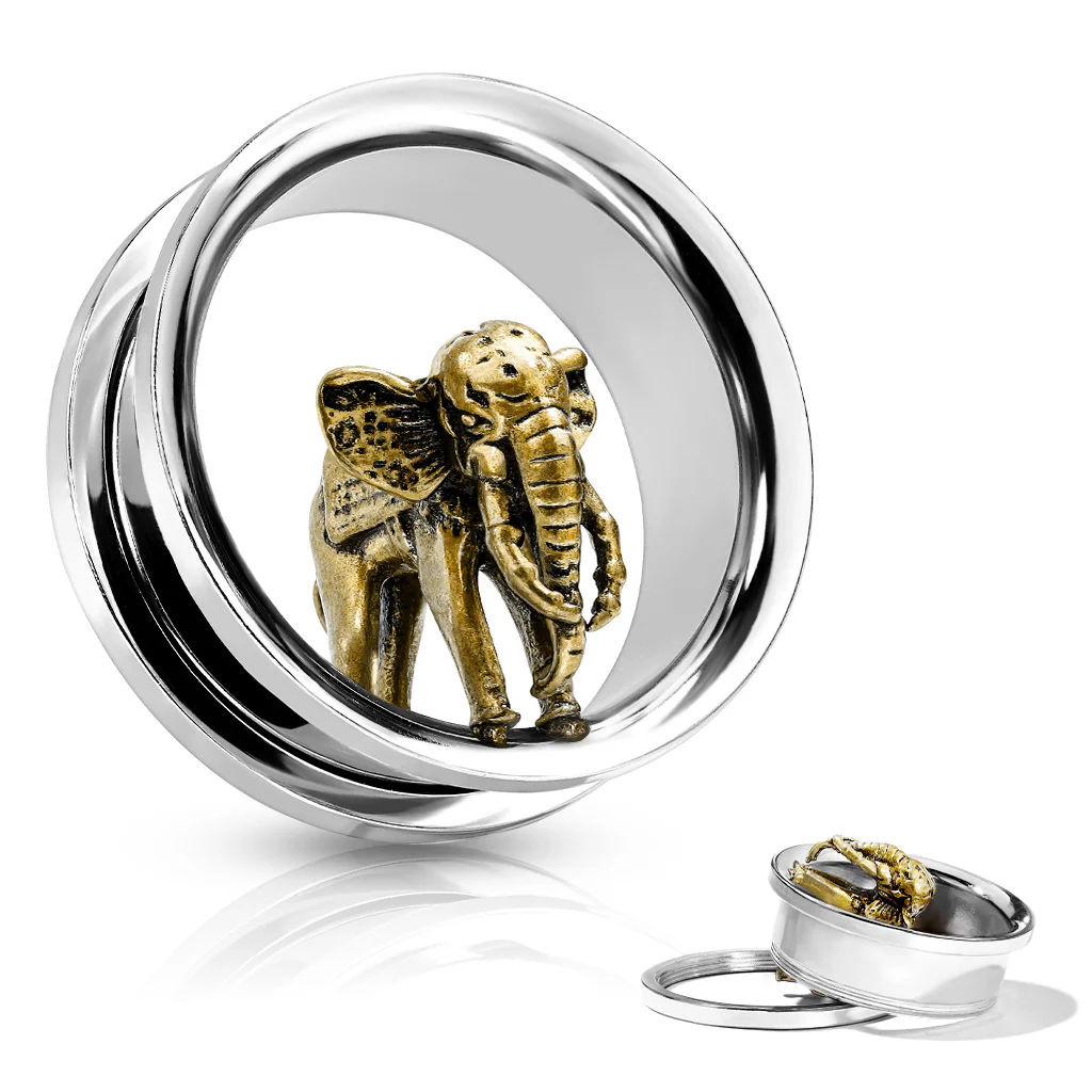 Gold Elephant 316L Surgical Steel Screw Fit Flesh Tunnel Plugs - Image 3